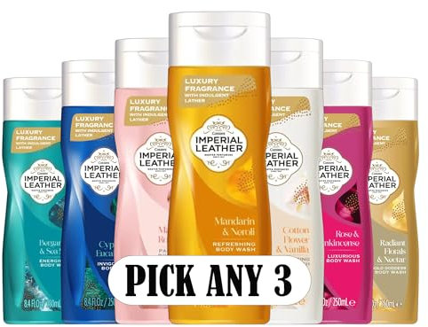 Imperial Leather Luxury Fragrance Body Wash Bundle – Pick Any 3 – 250ml Each – Mandarin & Neroli, Bergamot & Sea Salt, Rose & Argan, Cotton Flower & Vanilla, and More