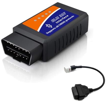 OBD2 Adaptateur Bluetooth (V1.5) + Câble de Diagnostic OBD2 4 broches - Kit de Diagnostic Complet pour Voiture et Moto