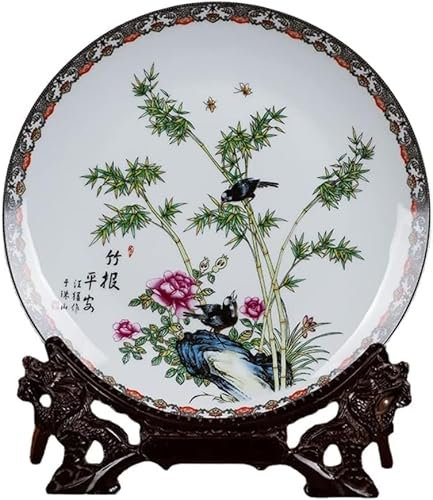 tazón clave， Plato decorativo de paisaje de porcelana de Jingdezhen, artesanía, 26cm