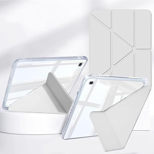 Rosbtib Hülle für Samsung Galaxy Tab S6 Lite 10.4 Zoll Modell 2024/2022/2020, Klapphülle mit Mehreren Ansichten, Stoßfeste, Transparente Rückwand mit Stifthalter, Grau
