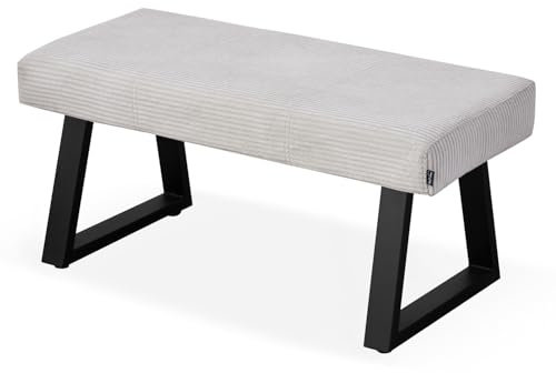 B&D home Sitzbank Dolce | gepolsterte Esszimmerbank 100 cm Polsterbank für Esszimmer, Garderobe, Küche | Industrial modern Design | Hellgrau, 11304-100-LIGR