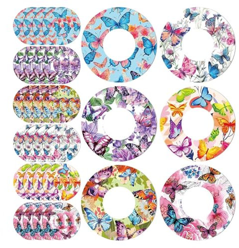 24 PCS Sensor Covers for Libre 2/3 – Waterproof & Sweatproof Sensor Patches for Glucose Monitor, Adhesive Sensor Stickers for Libre, Freestyle Butterfly Print