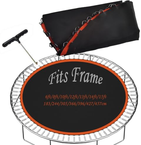 Rngwxoe Trampolin Ersatzteile Sprungmatte Sprungtuch Passt 183/244/305/366/396/427/457 cm Rahmen, Wasserdicht, 8-Fach Vernäht, mit Federspanner,Fits 6ft/183cm Frame 36 Rings