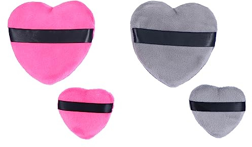 KAILIKETIY 4 Stück Puderquaste Herzform Kosmetikquasten Make-up Schwämmchen Für Foundation Waschbar Mit Riemen Für Puder Applikator