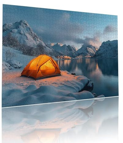 Puzzle Erwachsene 3000 Teile Zelt Berg Educa Jigsaw für Kinder ab 8 Jahren Mädchen Jungen, Erwachsene Impossible Klassische Puzzles Schwer, Anspruchsvoll Spielspaß, Als Geschenke 81x122cm t-1000