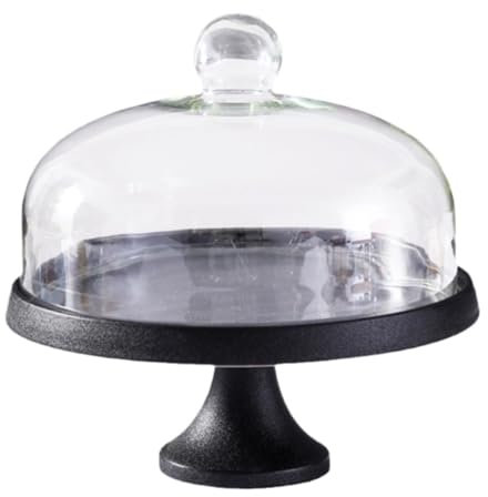 JYARZ Alzatina per Dolci Festa Alzata for Torta con Coperchio in Vetro, Vassoio for Torta Alzata per Torta Cupcake(Black)