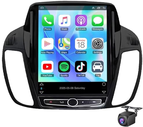 Autoradio wireless per F-ord Kuga C-max Escape 2013-2015 con CarPlay Android Auto 9.7 Touch Screen Radio 1080P Telecamera posteriore Mirror Link Navigazione GPS Bluetooth FM/RDS WiFi USB M(Size:M100)