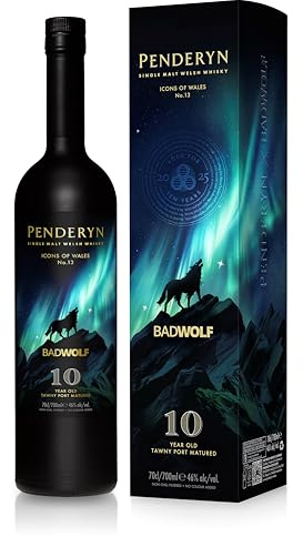 Penderyn Bad Wolf| Single Malt Welsh Whisky |Icons of Wales | 70cl | | 46% ABV |Limited Edition |10 Year Old Tawny Port Matured | Crafted in Wales Penderyn Distillery | Icons No #13