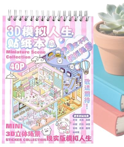 Livre d'autocollants de scène miniature art fantaisie pour adultes | Livre de collection d'artisanat | pour amoureux, enfants, jeunes, adolescents et adultes