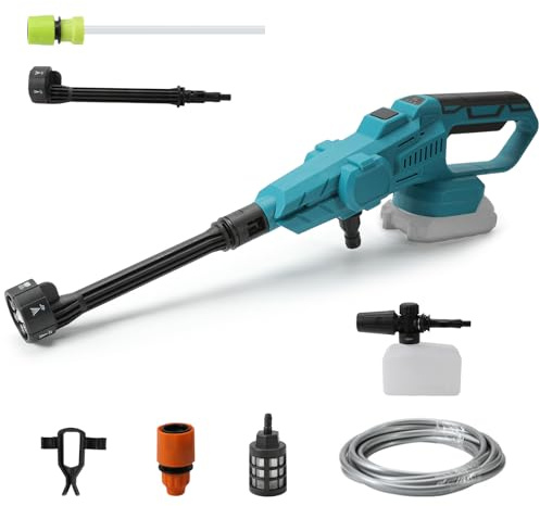 Akku Hochdruckreiniger für Makita 18V-Akkus,70 Bar,6-in-1-Düse, 5-Meter-Schlauch, Geeignet zur Reinigung von Terrassen, Autos und Gartenflächen (Batterien Nicht im Lieferumfang enthalten)