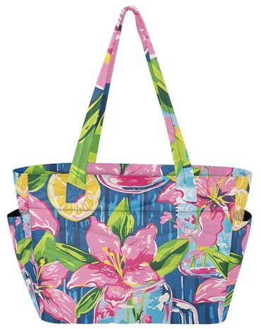 Lily Pulitzer Mason Jars Tragetasche für Damen, Arbeitstasche, Handtasche, gesteppt, Schultertasche mit Reißverschluss, kleine Umhängetasche, Geldbörse, für Reisen, College
