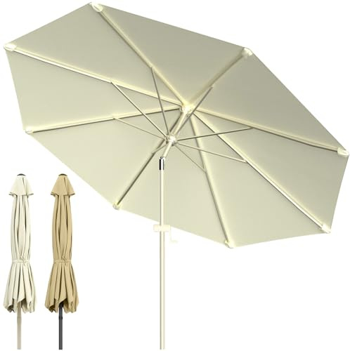 Huracan Sonnenschirm Ø300cm mit Kurbel, Gartenschirm Sonnenschutz UV Schutz 50+, Neigbar Strandschirm 30° knickbar, Balkonschirm Kurbelschirm Marktschirm ohne Ständer wasserdicht für Garten, Terrasse