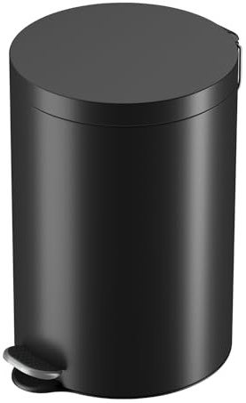 Hailo Selekta Tretmülleimer Soft Close mit Inneneimer, 20 Liter, Schwarz | Runder Mülleimer aus Stahlblech, Design-Fußpedal, für Bad und Küche