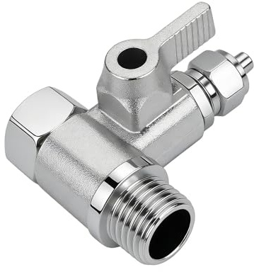 Vanne d’Arrêt Adaptateur en T 3/8 x 3/8 x 1/4 en pour Installation d’Eau, Robinet 3 Voies Répartiteur avec Double Sortie et Vannes Indépendantes, Adaptateur de Robinet pour Filtre Cuisine, Jardin
