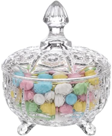 OCEANO Bomboniera Porta Caramelle in Vetro con Coperchio Alzatina Centrotavola Decorativa Portagioie Elegante Contenitore per Confetti, Caramelle e Dolciumi (Trasparente, Girasole)