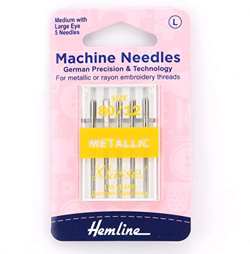 Hemline Sewing Machine Needles for Metal Threads 80/12 (Medium)