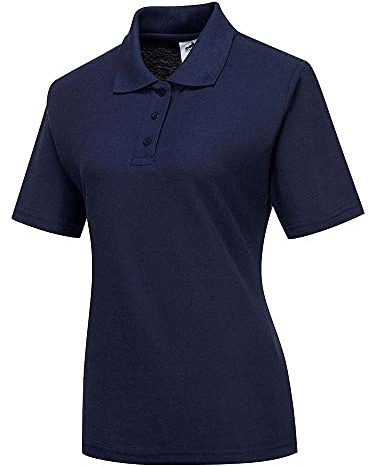 Portwest B209 Damen Naples Polo-Shirt Baumwolle Doppelnähte Arbeitskleidung | Marine, XL, UPF 40+, 65% Polyester, Verstärkter Kragen, Rippkragen und Bündchen, Maschinenwaschbar
