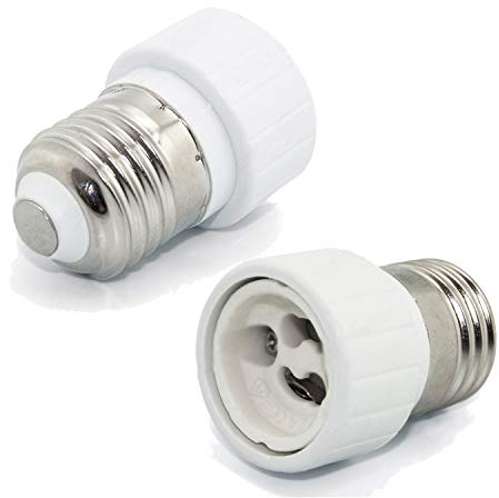 Energmix 2384-2x 2x Adapter Konverter E27 auf GU10 Lampensockel 2er Set