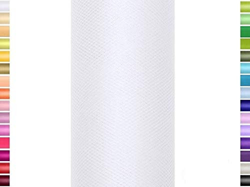 9 m de ruban en tulle, 15 cm, Tulle, Rouleau en tulle weiß 029