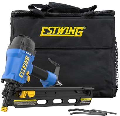 Estwing EFR2190 Pneumatic 21 Degree 3-1/2 Framing Nailer with Adjustable Metal Belt Hook, 1/4 NPT Industrial Swivel Fitting, and Bag