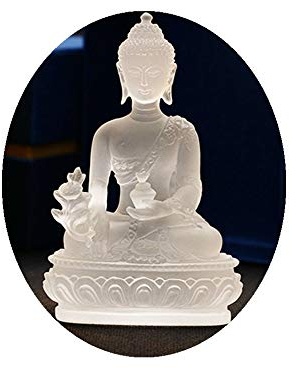 Hochwertige Glas Buddha Statue Skulptur Diagramm Geschenk Handwerk Buddha Statue Dekoration Handwerk Hause Büro Dekoration (白)