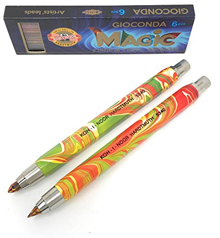 KOH-I-NOOR Porte-mine en métal avec taille-mine de 5,6 mm - Magic (multicolore) 2 Magicstifte mit 6 Multicolorminen multicolore