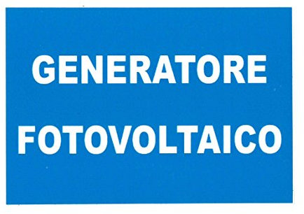 CARTELLONISTICA ADESIVAGENERATORE FOTOVOLTAICO (DIM. 15,7x10,8 CM)