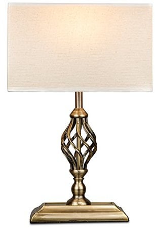 Lighting Supermarket Kingswood Barley Twist Rectangular Base Traditional Table Lamp - Antique Brass