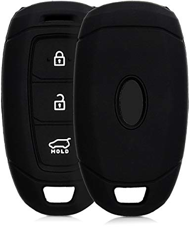 kwmobile Autoschlüssel Silikon Hülle kompatibel mit Hyundai 3-Tasten Autoschlüssel Keyless Go - Schlüsselhülle in Schwarz