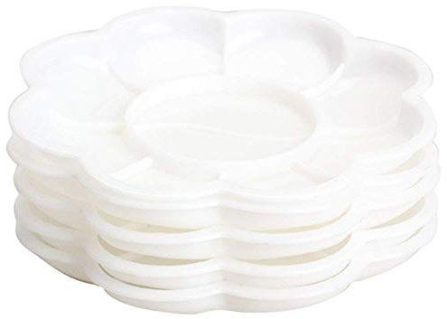 Ogquaton Assiette à Disque en Plastique Nail Art Palette de mélange de Couleurs de Peinture 5 pièces