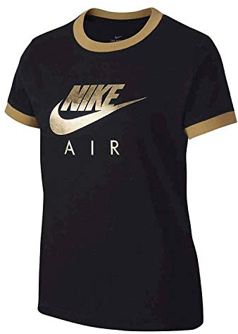 Nike Kinder NSW Air Logo Ringer T-Shirt, Schwarz, l
