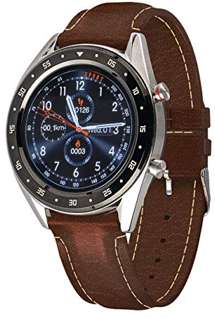 Atlanta Fitnesstracker mit Freisprecheinrichtung, Puls Blutdruck Schlaf Schritte, Farbdisplay Smartwatch Armband Uhr - 9709 (Braun)