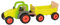 goki 55886 Traktor mit Anhänger aus massivem Buchenholz, Maße 45 x 16,5 x 16,5 cm – lenkbar, Gummibereifung, Robustes Holz-Spielzeug