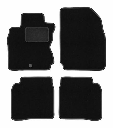 Velours-Fußmatten passend für Nissan Note I E11 2006-2012, Schwarz, LUX | passend für Minivan; Velours-Teppich (Polypropylen), ca. 6,5 mm; rutschfest, runde Befestigungen (Typ RN)