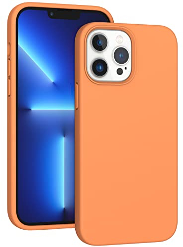 ARSUNOVO for iPhone 13 Pro Max Phone Case 6.7 inch, [Shockproof][Anti-Scratch] Slim Liquid Silicone Case Protective Bumper Rubber Gel Cover for iPhone 13 Pro Max 6.7 2021(Orange)