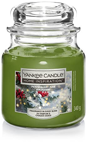 Yankee Candle Home Inspiration, Jar Candle, Pine Berries Fragrance, Gift Idea (Pine Berries, Medium Jar)