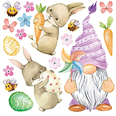 Frohe Ostern Fensterbilder Wichtel Bunny Eier Wandaufkleber Glas Statische Abziehbilder Selbstklebend Kühlschrankaufkleber