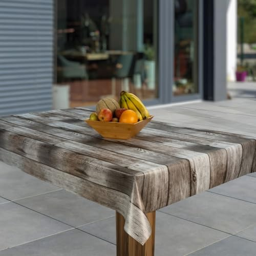 laro Wachstuch-Tischdecke Abwaschbar Garten-Tischdecke Wachstischdecke PVC Plastik-Tischdecken Eckig Meterware Wasserabweisend Abwischbar AS, Muster:Holzoptik l. braun, Größe:100x100