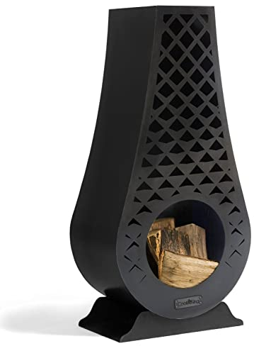 Gartenkamin Avangardo Gartenofen H 108cm zum Heizen und Grillen Terrassenofen aus Naturstahl Kamin CookKing