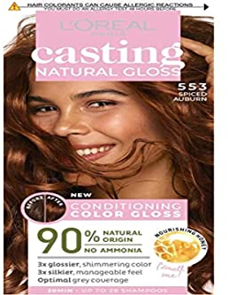 L'Oréal Paris Casting Natural Gloss, Baño de color y brillo, Cobertura óptima, Con Acondicionador Nutritivo con Miel, Sin Amoniaco, Color: Castaño Picante 553