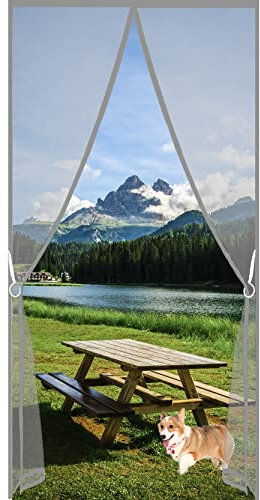 Rideau de Porte Anti Mouche 100 x 220 cm Fermeture Automatique Rideau Porte Anti Insecte Installation sans Outil Facile pour Porte Coulissante Adapté, Gris