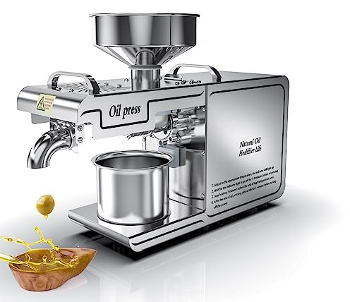 SITUVI Presse Olive pour Huile Presse à Huile électrique, extracteur d'huile de Noix Automatique en Acier Inoxydable Presse à Huile électrique Chaude et Froide pour ménage Commercial Noix de Coco