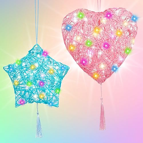 Hossom Basteln Mädchen 8 9 10 Jahre, 3D String Art Kit für Kinder Geschenk 7-12 jahre Bastelset, DIY-Laternen-Kunst- und Bastelsets für Kinder Mädchenspielzeug im Alter von 8–10 Jahren
