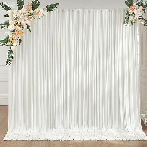 3x3 m Elfenbein Vorhang für Kulissen, Party-Hintergrund Vorhang Elfenbein Hochzeit Hintergrund, Polyester Vorhänge für Geburtstag Baby Dusche Taufe Brautdusche