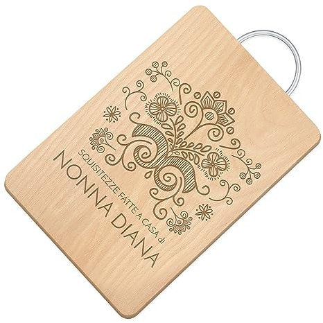 Maverton Tagliere rettangolare di legno incisione personalizzata - Battilardo con manico - gadget di legno per cucina - taglieri per aperitivi per donna - 32 x 25 cm - Nonna
