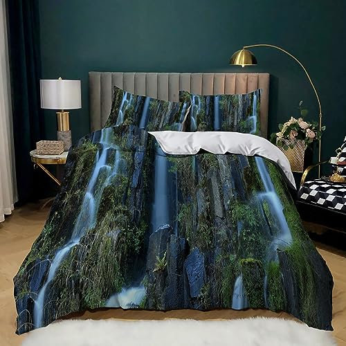 Bettwäsche 135X200 Wasserfall Bettbezug Set,Bettbezüge-Sets 3 Teilig Mikrofaser Bettbezug Mit Reißverschluss Und 2 Kissenbezug 80X80Cm, Jugendliche,Bettwäsche-Sets Modern