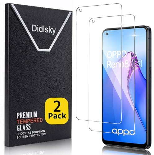 Didisky Lot de 2 Protecteur Verre Trempé pour OPPO Reno 8 5G / 8 Lite 5G, Film Protection écran, dureté 9H, Pas de Bulles, Haute définition