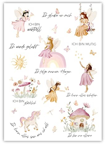Affirmationsposter A4 | Affirmationen für Kinder | Bilder Kinderzimmer Deko | Poster | Kinderposter (Feen)