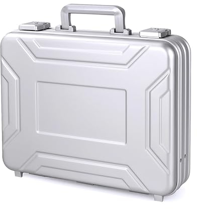 urecimy Aluminium 14 Zoll Laptop Aktentasche Hartschalenkoffer TSA Kombination Schloss Flightcase Abnehmbarer Schaumschmuck und Uhr tragbare Tragetasche