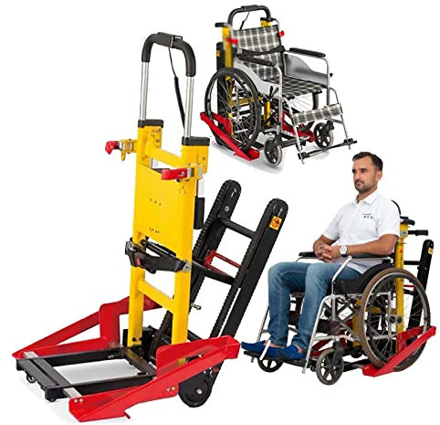 Tipo de Oruga: Escalador de escaleras eléctrico (coloque la Silla de Ruedas), con Mango telescópico, Carga máxima 440 lb/200 kg, Motor sin escobillas, para trasladar Pacientes (esc